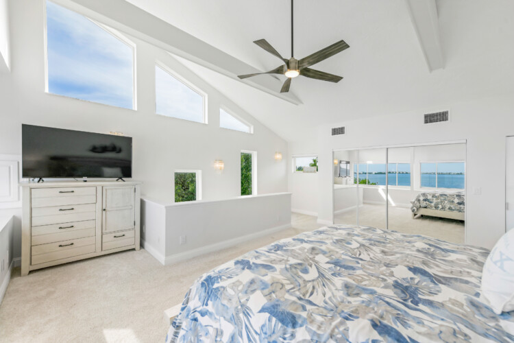 Image of bedroom with bay view at Sunrise Bay Florida Short Term Rental in Holmes Beach, Manatee County, Florida